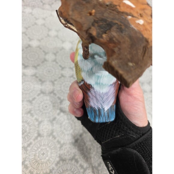 Colorful Wooden Duck Bird Figurine Sculpture Wood Duck Decoy Rustic Decor - Picture 8 of 8